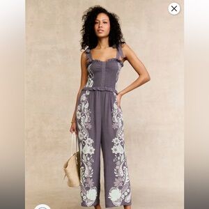 Caballero Rose Graphite Protea Paisley Jumpsuit Sz M